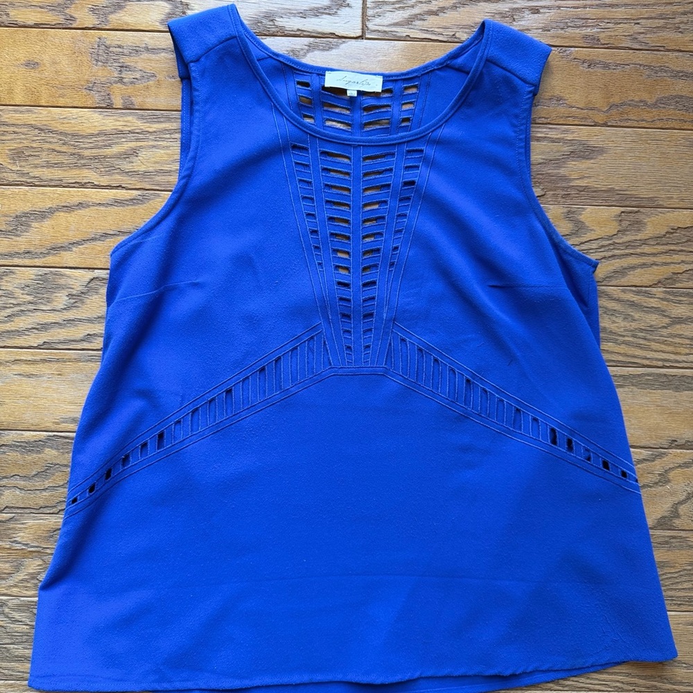 Sugar Lips Cobalt Blue Sleeveless Blouse with Cutout Detail - Size L